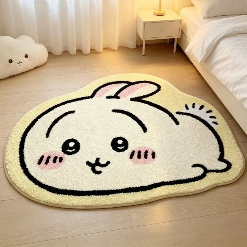 Sustainable Living Principles - チイカワ漫画ラグ アニメハチワレウサギ ぬいぐるみフロアマット バスルーム滑り止めカーペット 車用クッション ソフトリビングルーム装飾