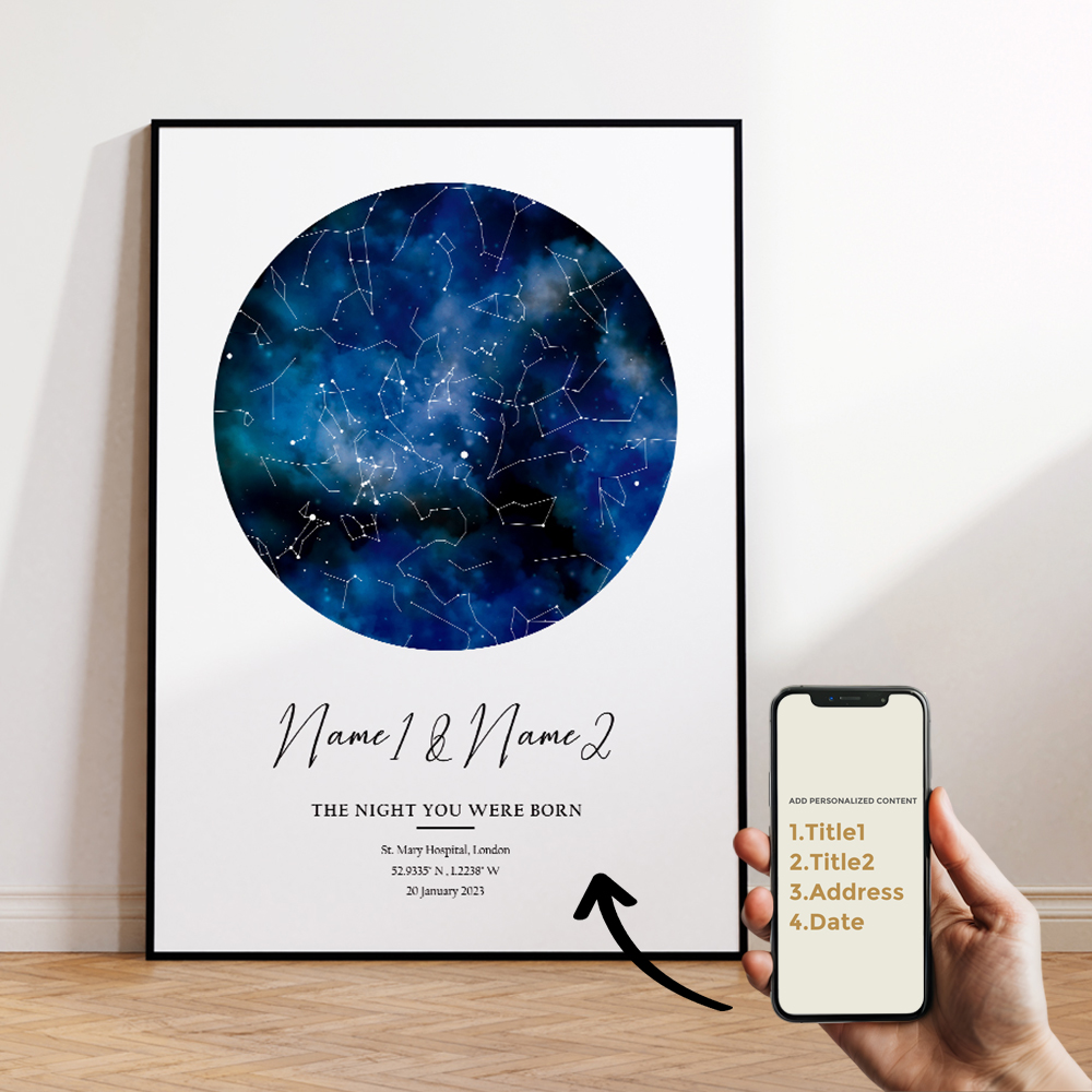 現代風カスタムパーソナライズ夜空星図ウォールアートキャンバス - Sustainable Living Principles のレビューと価格